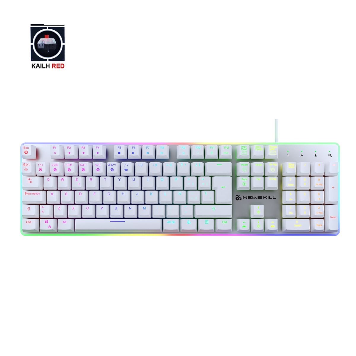 NEWSKILL - Teclado Gungnyr Gamer TKL Pro Ivory RGB Switch Gateron Red