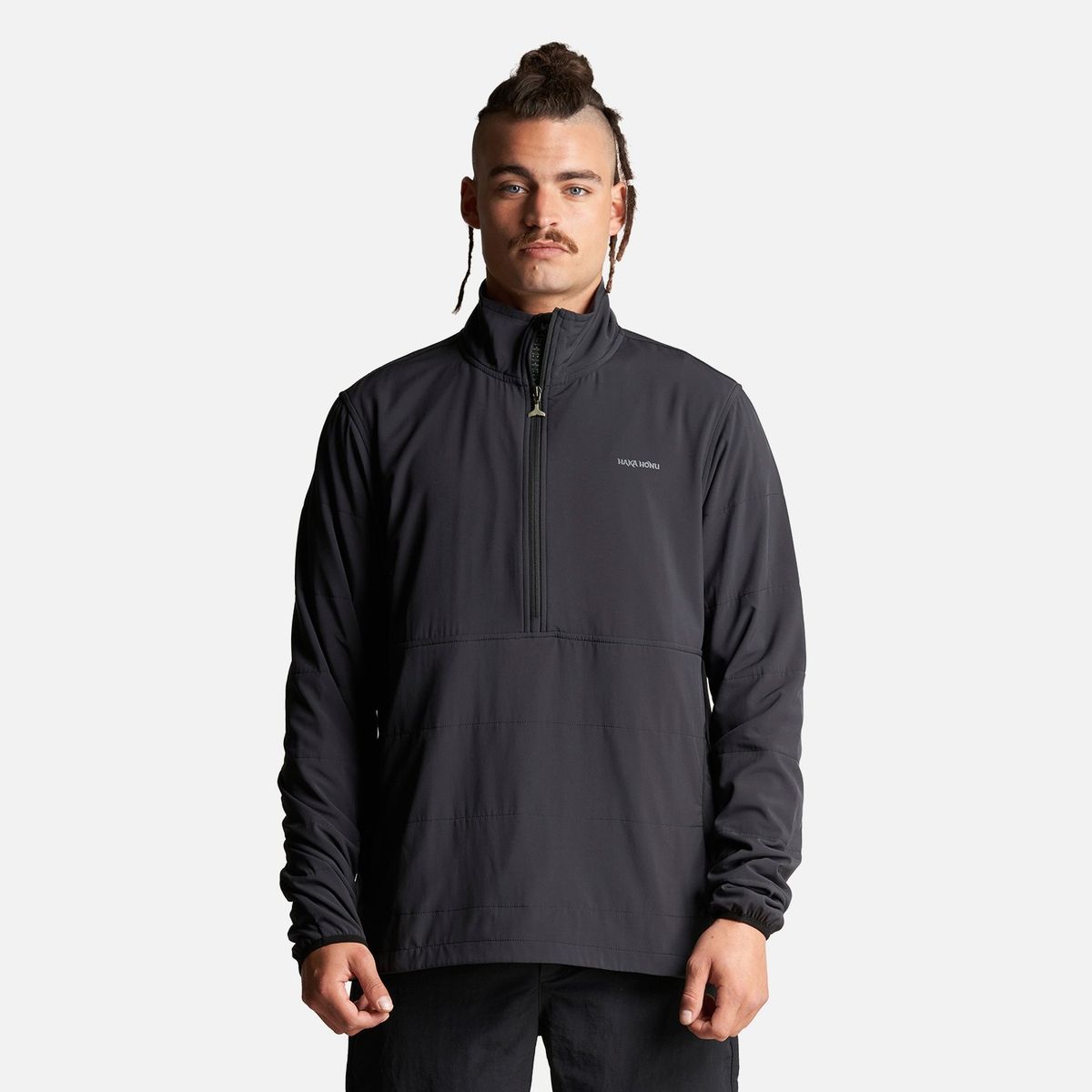 HAKA HONU - Poleron Hombre Del Sur 1/4 Zip Sin Capucha  Negro Haka Honu