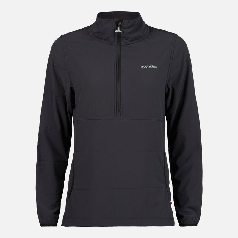 HAKA HONU - Poleron Mujer Del Sur 1/4 Zip Sin Capucha  Negro Haka Honu.-