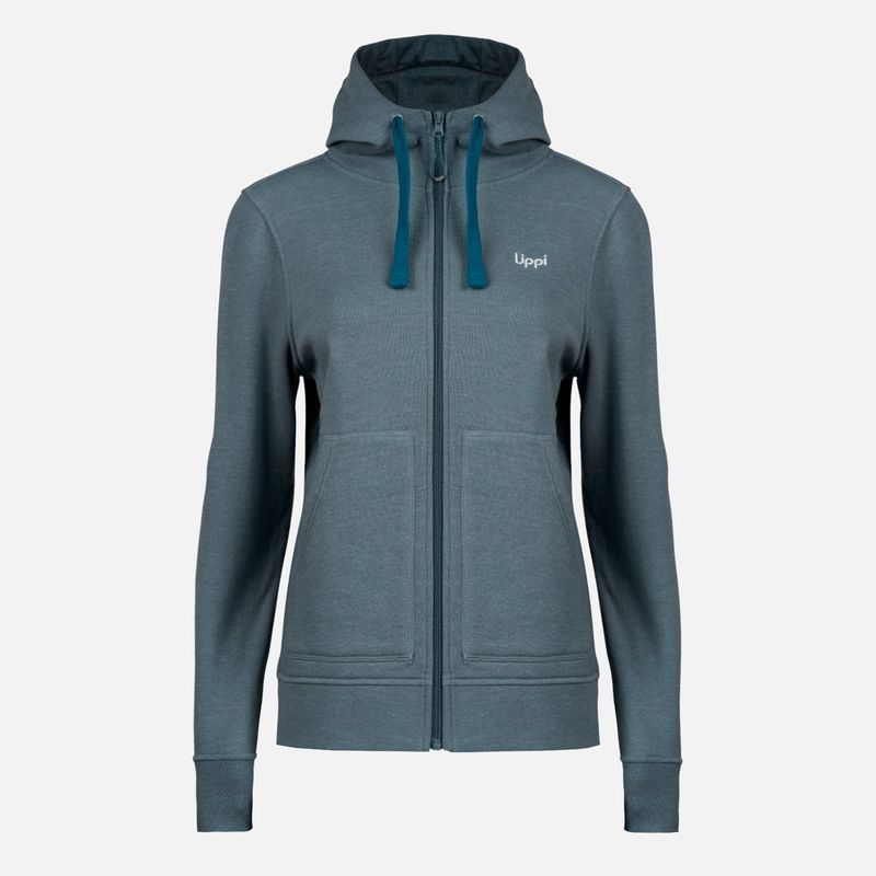 LIPPI - Poleron Mujer Insigne Full Zip Hoody Sweatshirt Melange Petroleo  Lippi