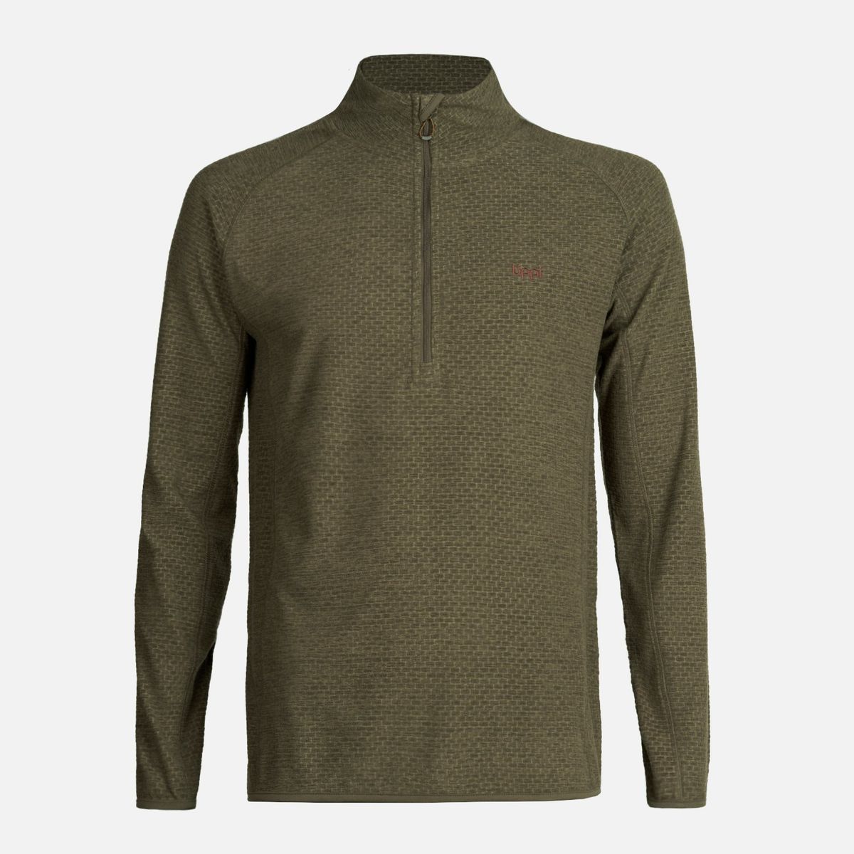 LIPPI - Poleron Hombre Jacaranda Nano-F 1/4 Zip Melange Oliva Oscuro Lippi