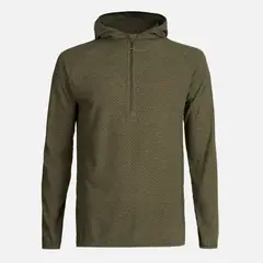 LIPPI - Poleron Hombre Jacaranda Nano-F 1/4 Zip Hoody Melange Oliva Oscuro