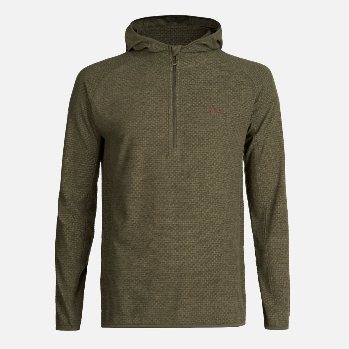 LIPPI - Poleron Hombre Jacaranda Nano-F 1/4 Zip Hoody Melange Oliva Oscuro Lippi