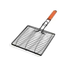 GENERICO - Parrilla Rejilla Doble Barbacoa 28x28cm Acero Inoxidable