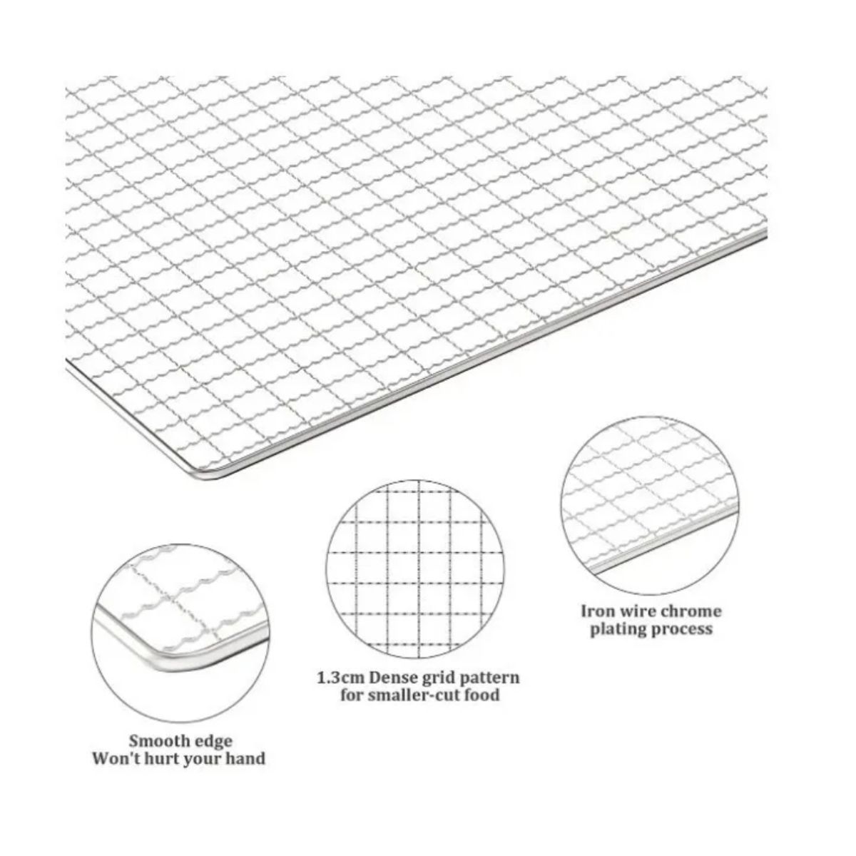 GENERICO - Parrilla Rejilla Barbacoa Asados Pescados Verduras 45x30cm