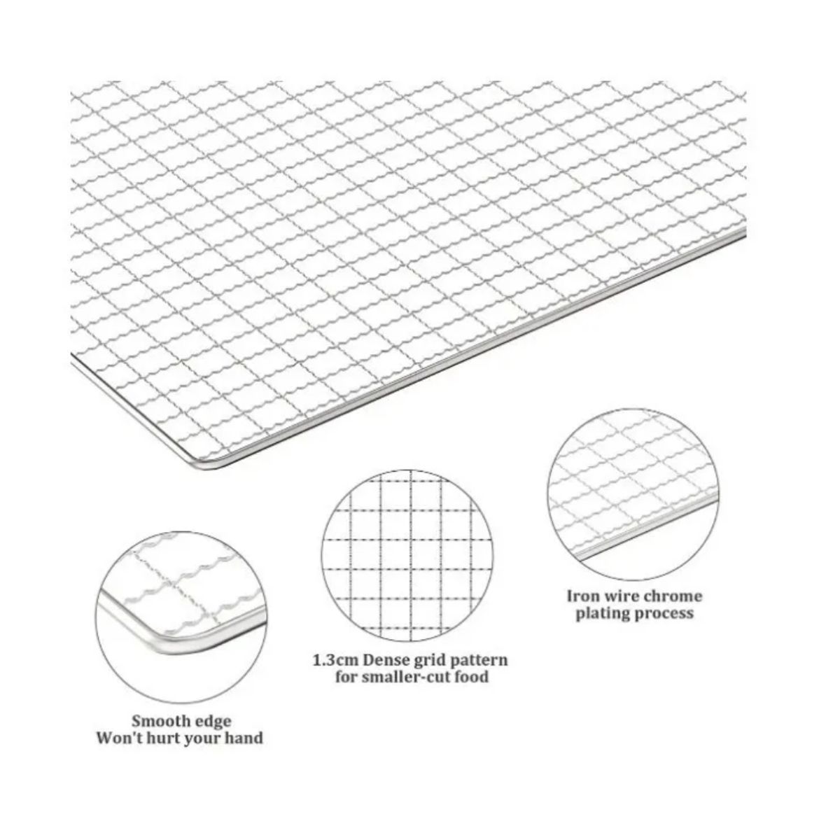 GENERICO - Parrilla Rejilla Barbacoa Asados Pescados Verduras 45x30cm