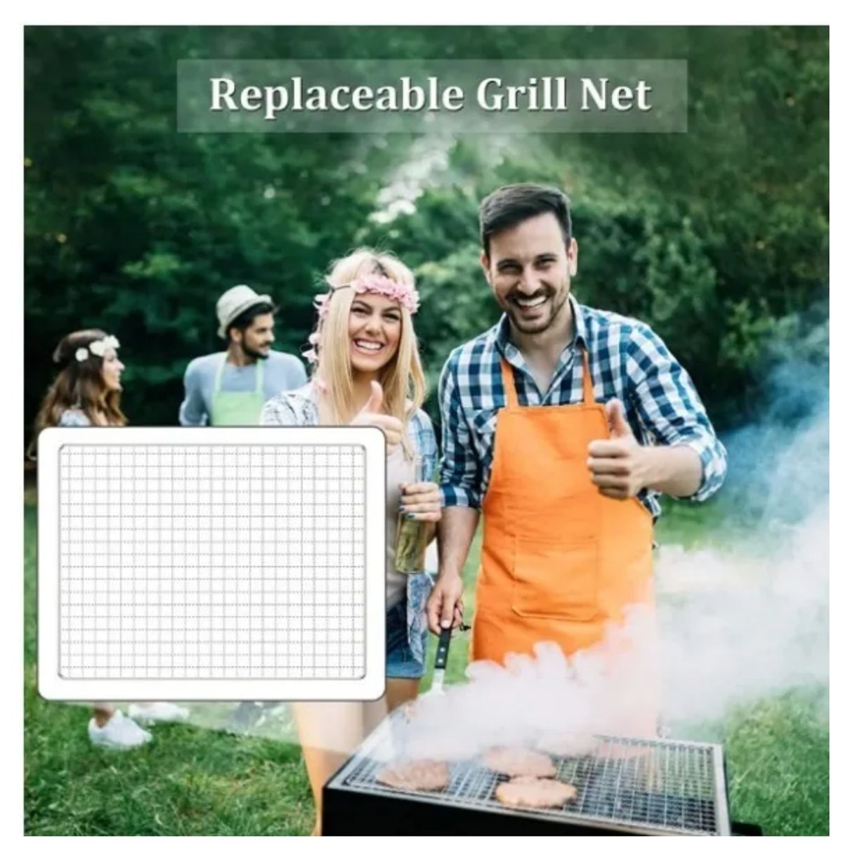 GENERICO - Parrilla Rejilla Barbacoa Asados Pescados Verduras 45x30cm