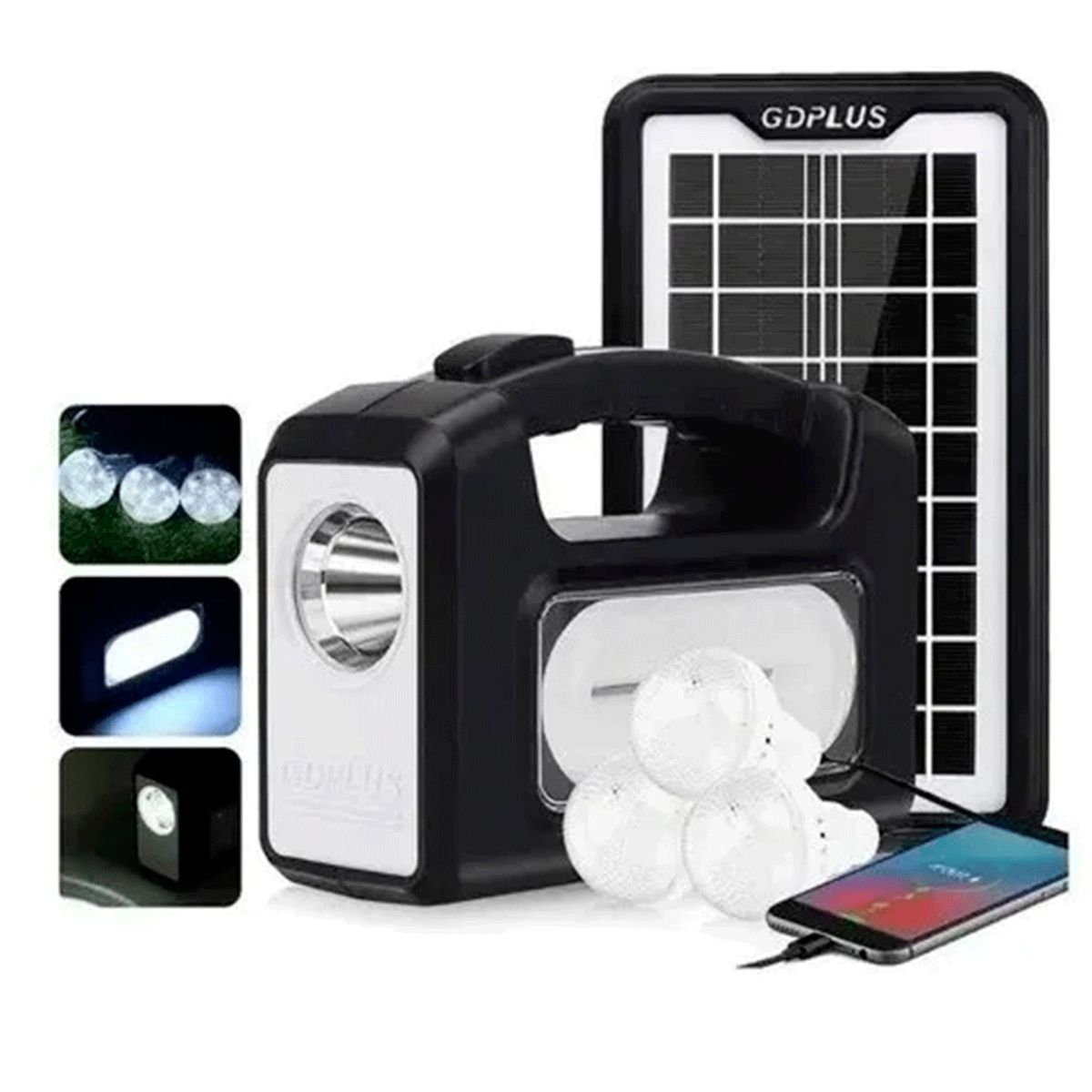 GENERICO - Kit De Camping Solar, Luz Emergencia Cargador usb 3 ampoll.