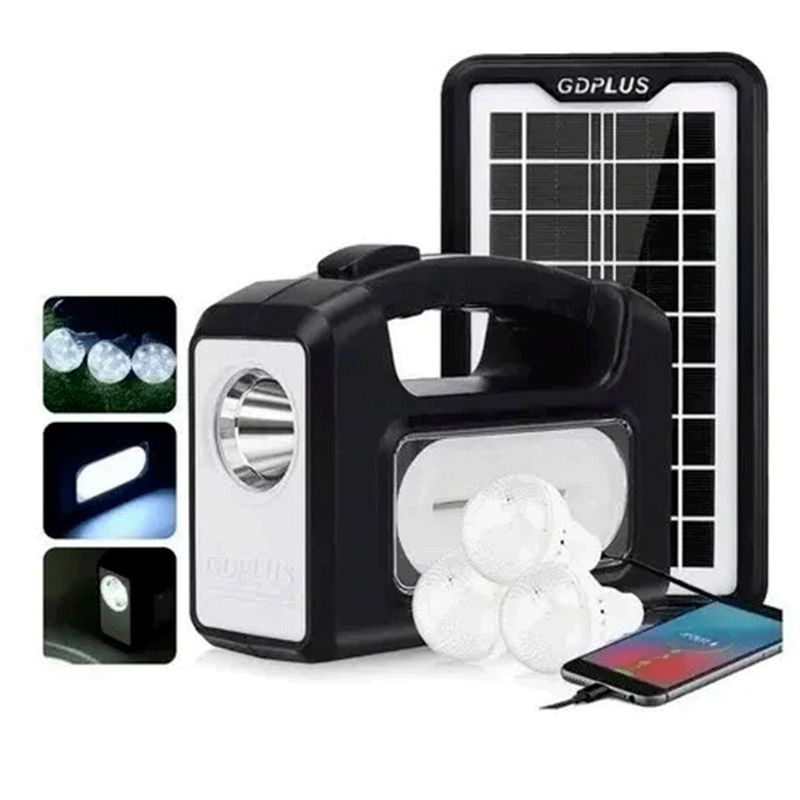 GENERICO - Kit De Camping Solar, Luz Emergencia Cargador usb 3 ampolletas