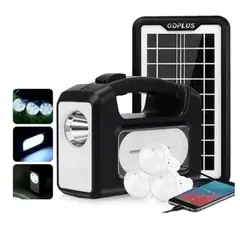 GENERICO - Kit De Camping Solar, Luz Emergencia Cargador usb 3 ampolletas