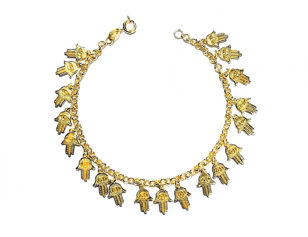 Pulsera Chiches Mano De Fatima Enchapado Oro 18K Dorado TALLA UNICA