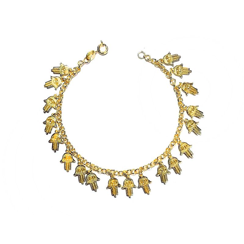 ANDREA COGGIOLA JOYAS - Pulsera Chiches Mano De Fátima Enchapado Oro 18K