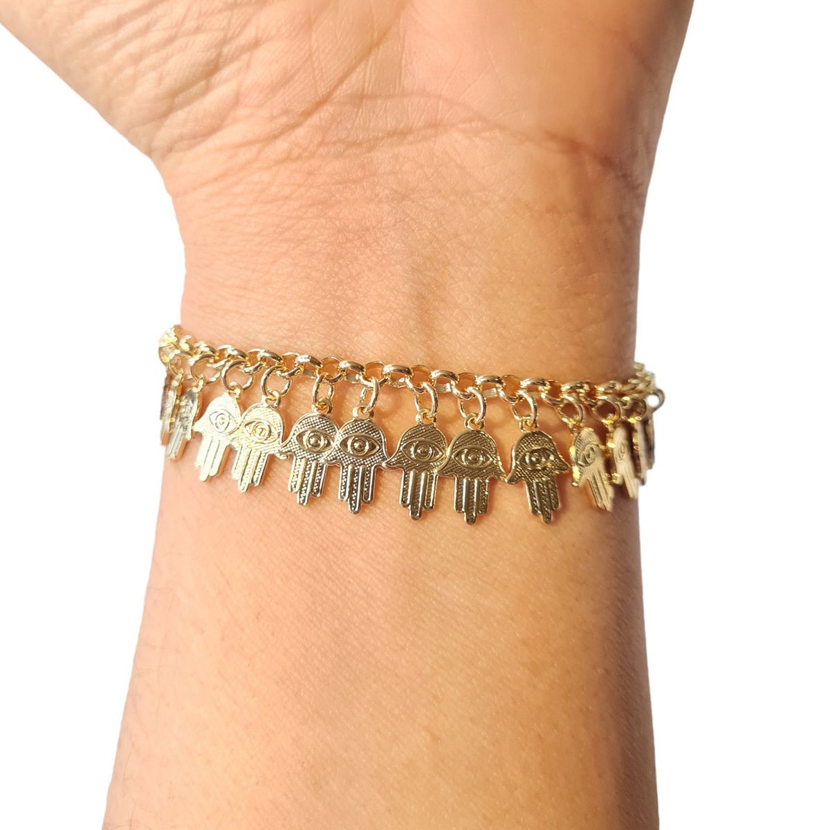 COGGIOLA - Pulsera Chiches Mano De Fátima Enchapado Oro 18K