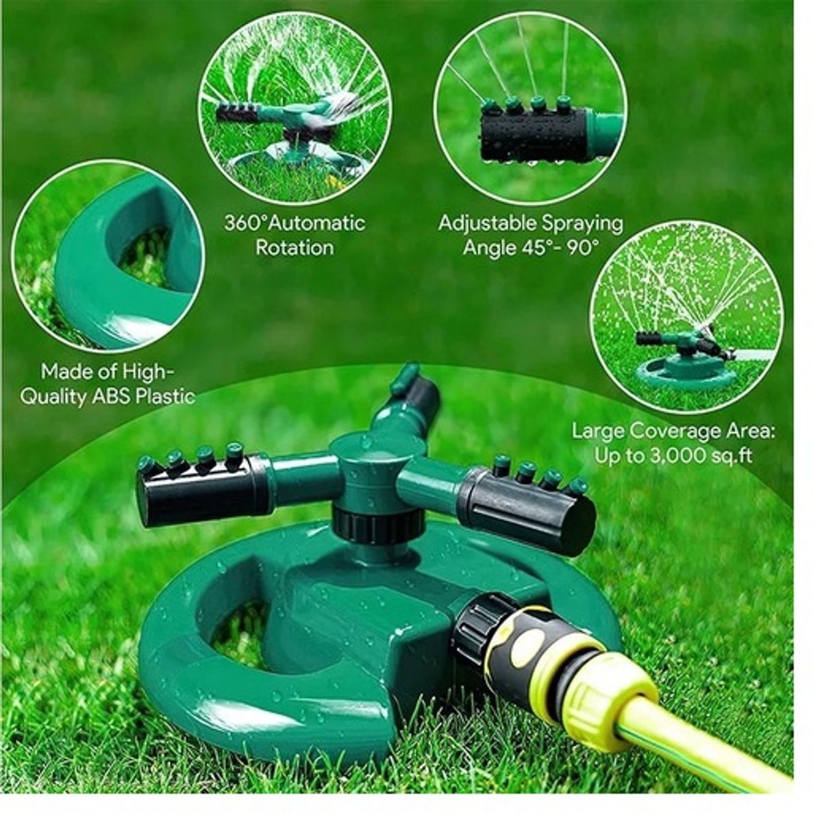 GENERICO - Aspersor Riego De 3 Brazos Giratorio 360 Grados Para Mangueras