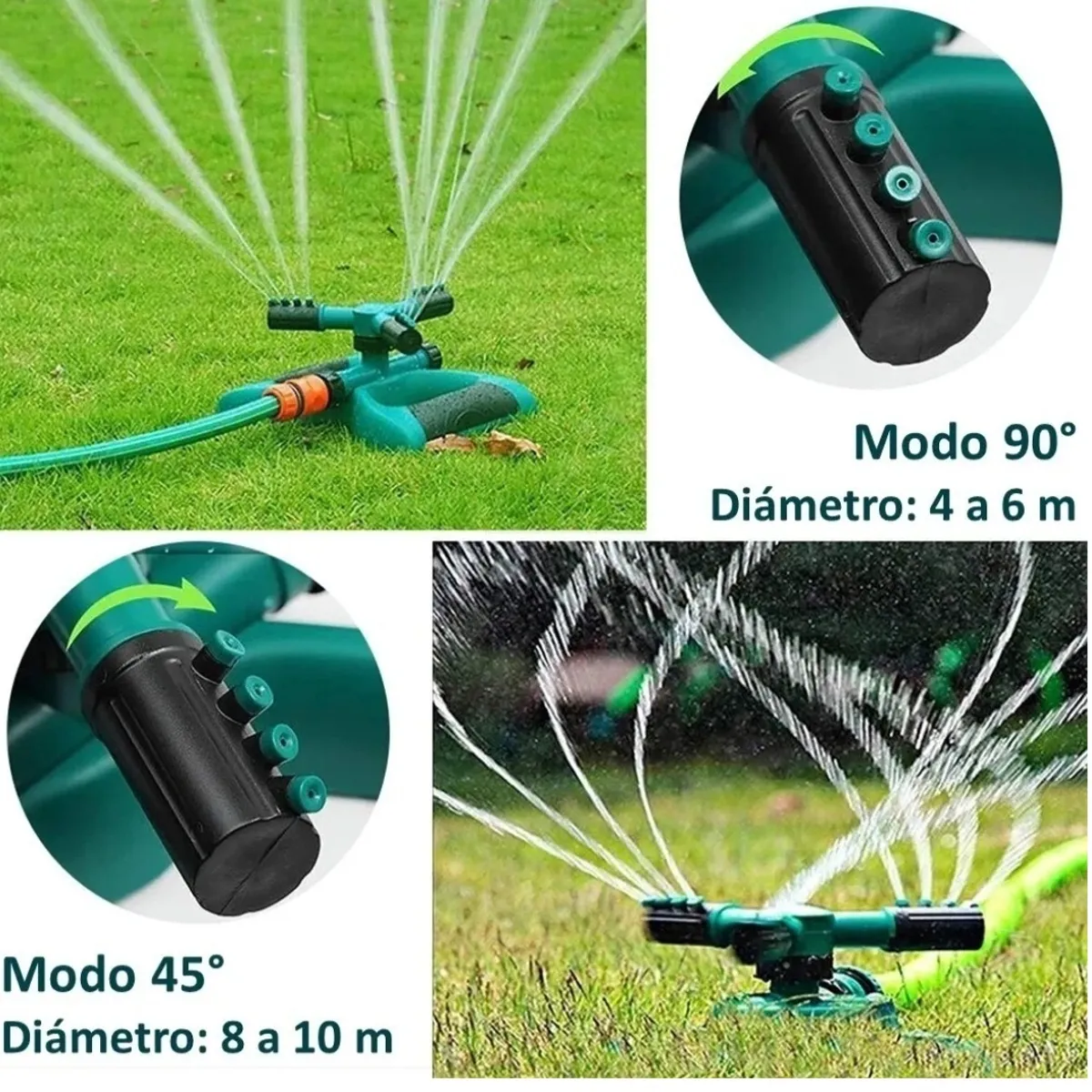 GENERICO - Aspersor Riego De 3 Brazos Giratorio 360 Grados Para Mangueras
