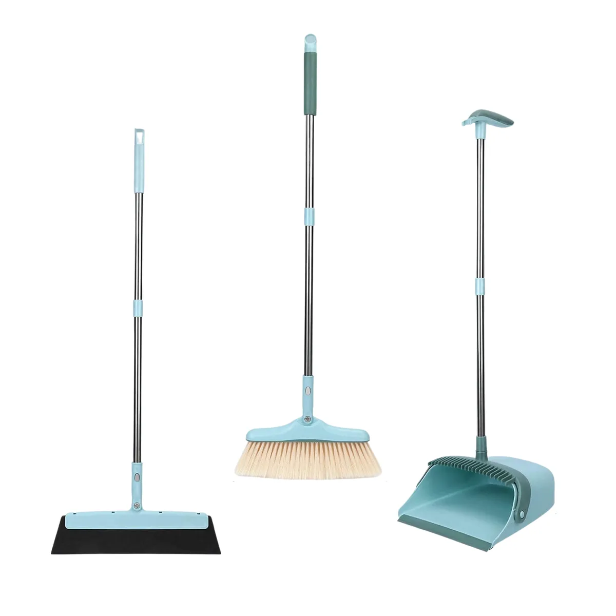 GENERICO - Escoba Suave Cerdas Con Pala Y Barre Agua Set 3 Piezas Hogar