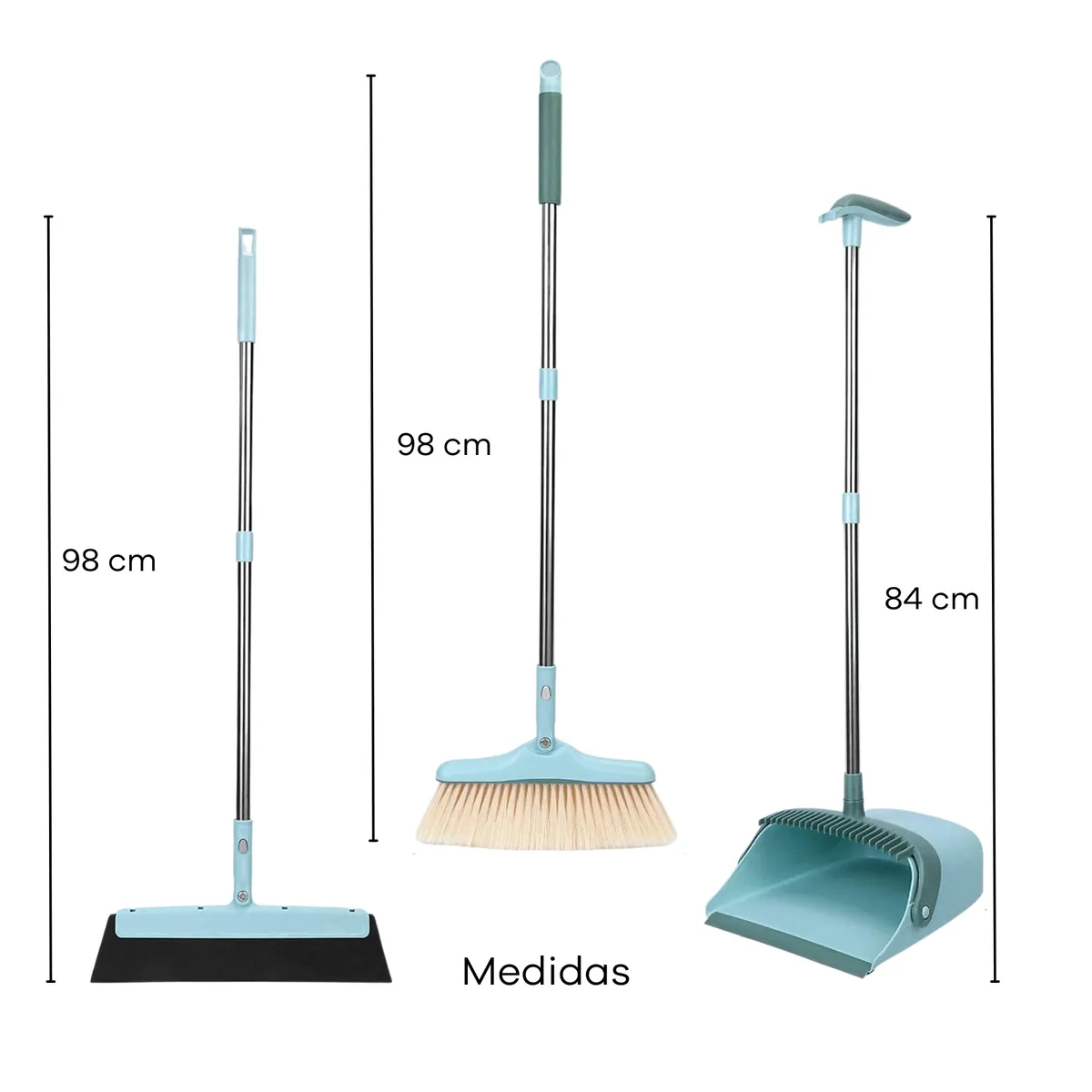 GENERICO - Escoba Suave Cerdas Con Pala Y Barre Agua Set 3 Piezas Hogar