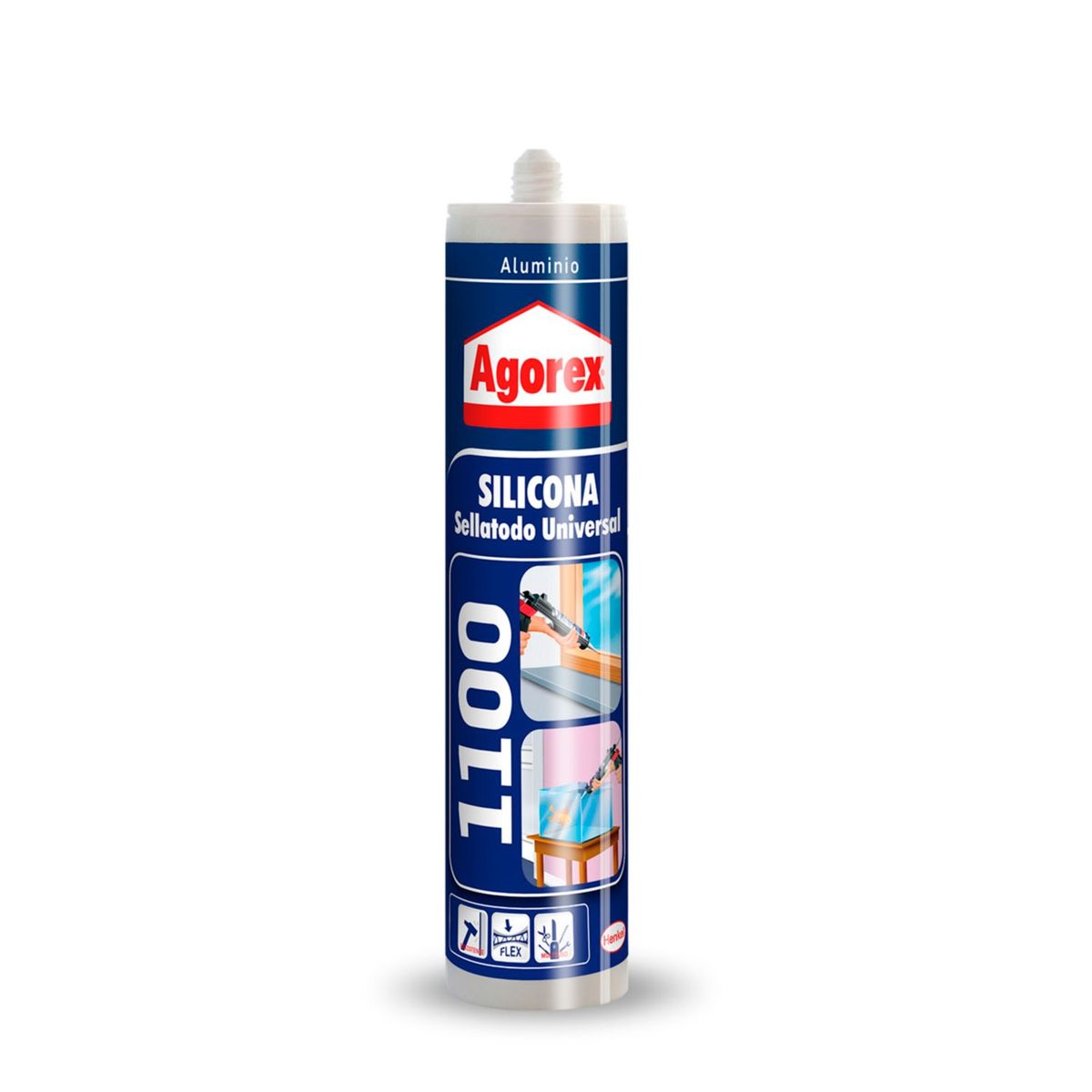 HENKEL - Silicona Sellante Profesional Agorex 1100 Aluminio 300Ml