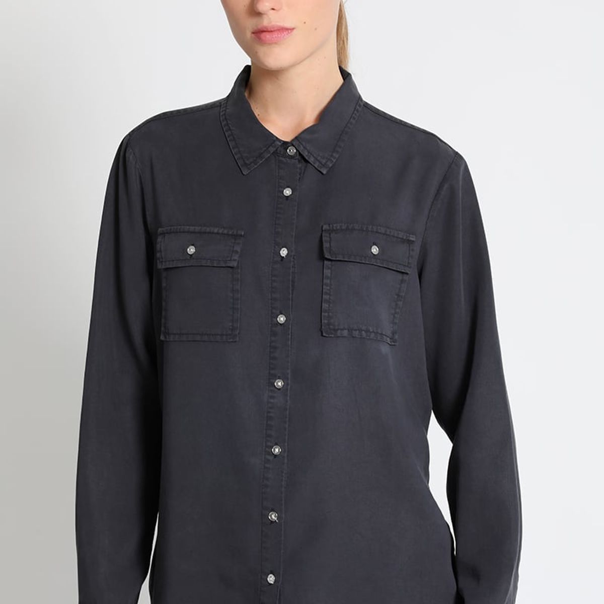 LIOLA - Blusa Camisera Lyocell Azul Liola