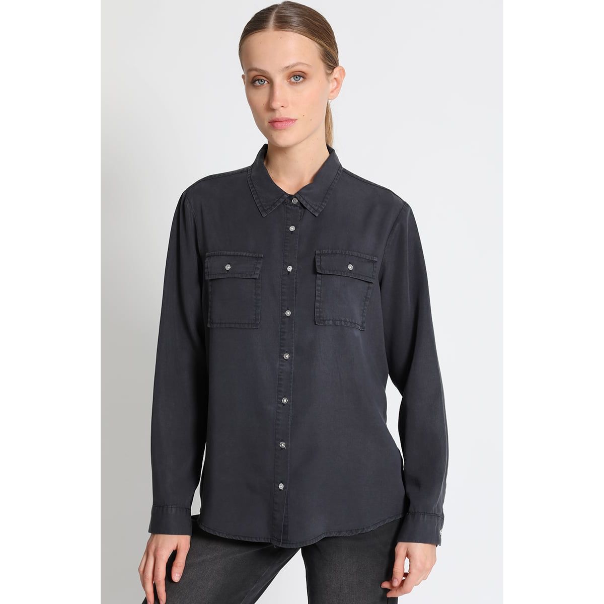 LIOLA - Blusa Camisera Lyocell Azul Liola