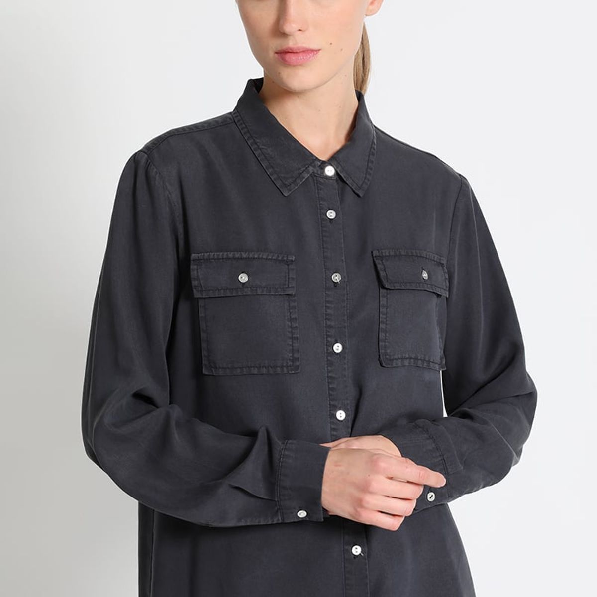 LIOLA - Blusa Camisera Lyocell Azul Liola