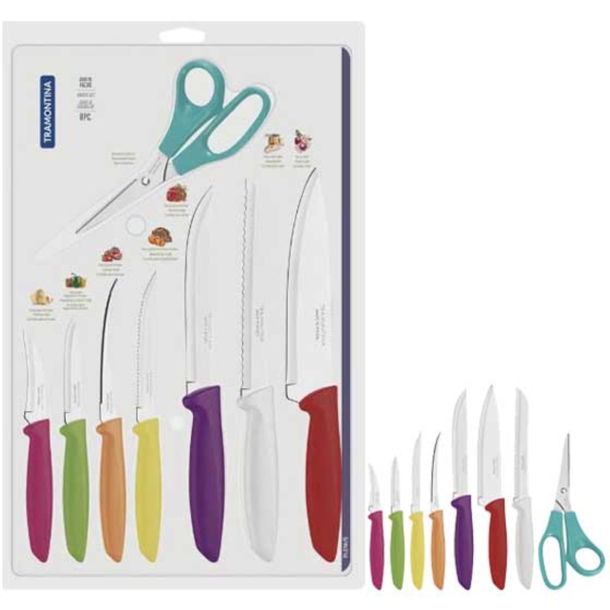 TRAMONTINA - Tramontina Plenus Set De 7 Cuchillos y 1 Tijera