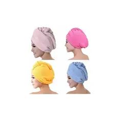 GENERICO - Toalla Gorro Turbante Microfibra Para Secar Cabello Ducha 4 Unid