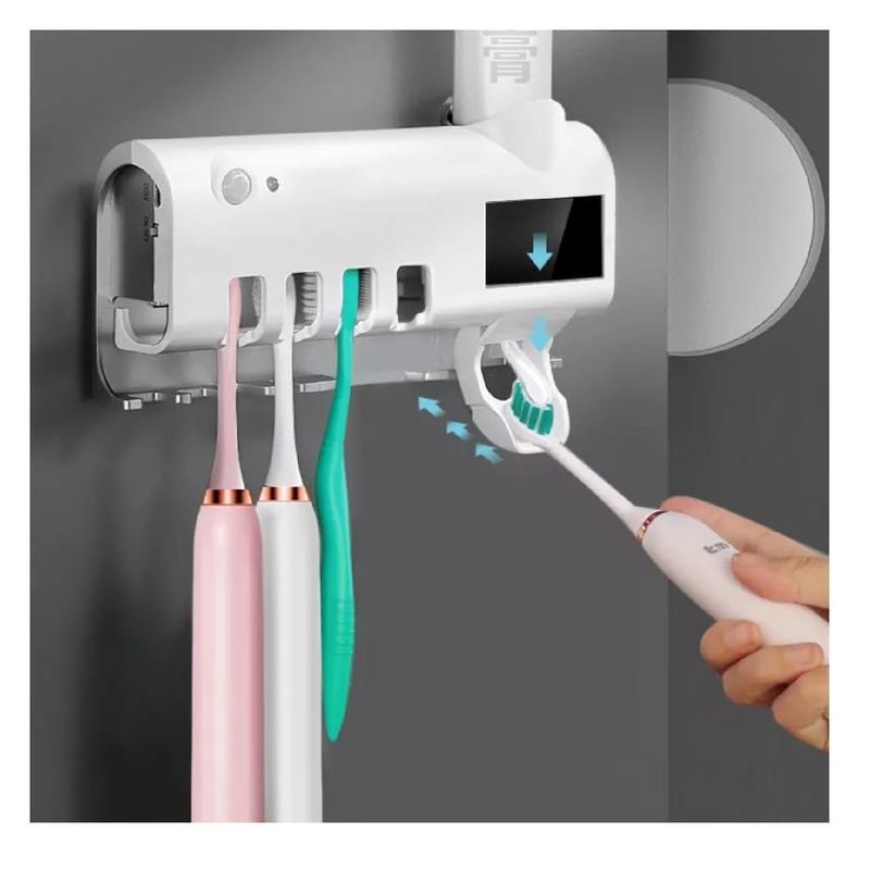 GENERICO - Dispensador Pasta Dental  Porta Cepillos PARA BAÑO CON ESTERILIZADOR UV