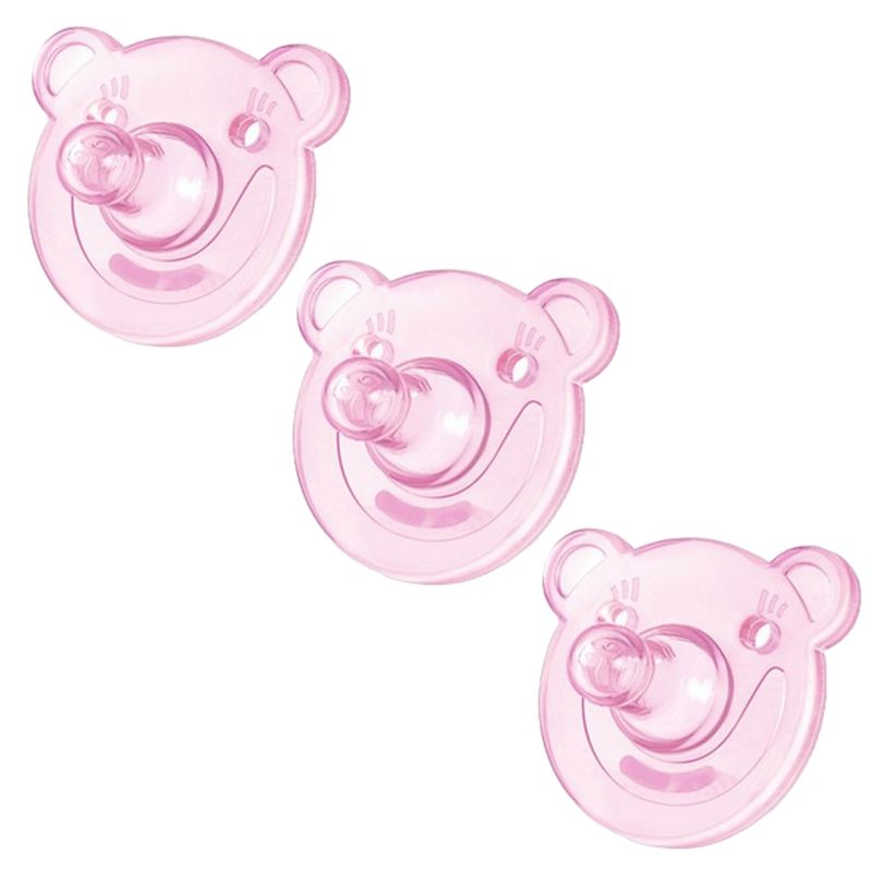 GENERICO - Pack 3 Chupetes De Silicona Osito Alternativos Avent Rosado
