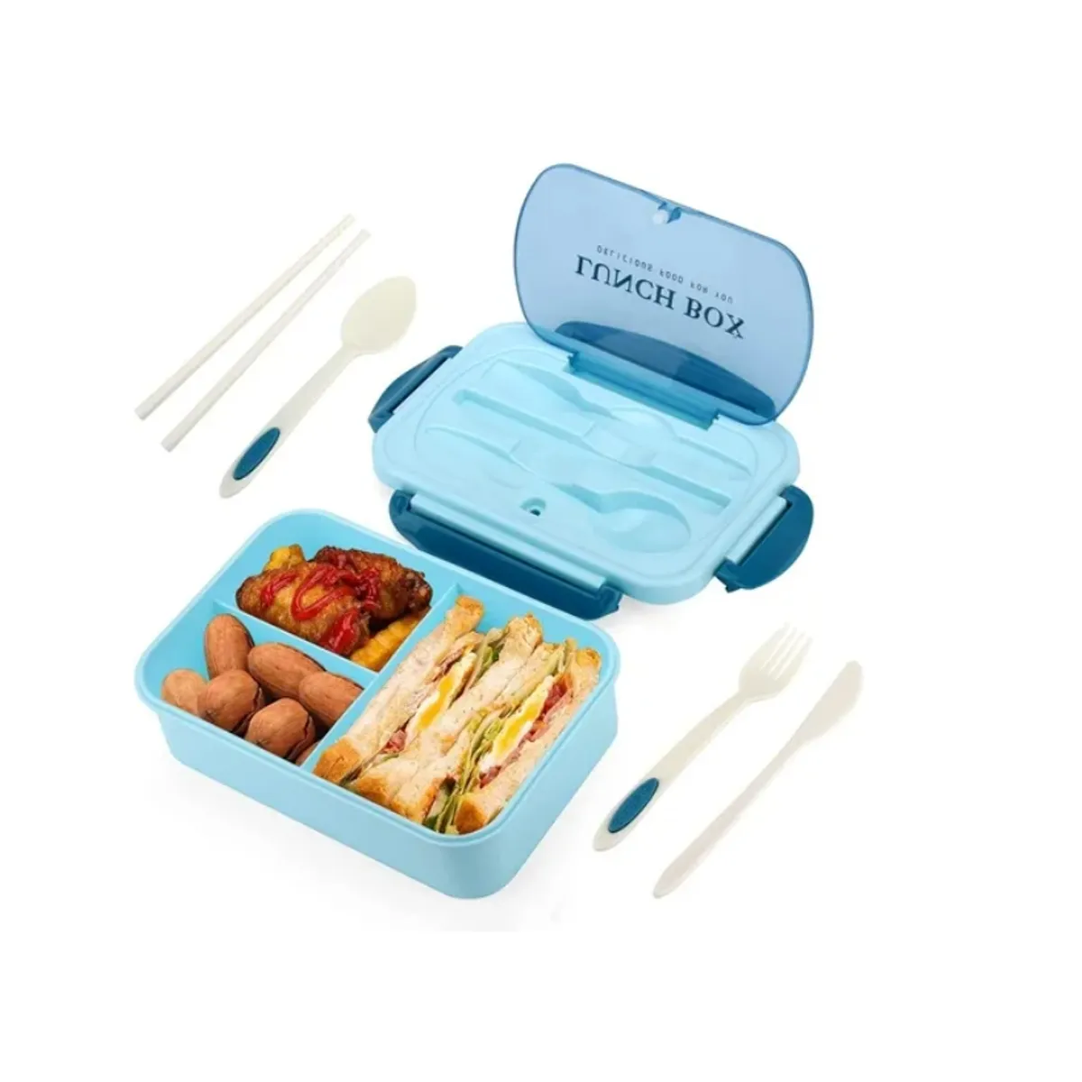 OFERTABKN - Taper Hermico Para Comidas Contenedor  Cubiertos Celeste