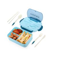 Taper Hermico Para Comidas Contenedor Cubiertos Celeste