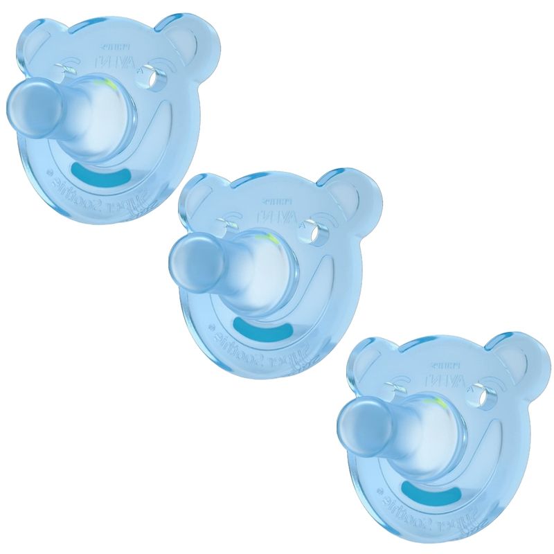 GENERICO - Pack 3 Chupetes De Silicona Osito Alternativos Avent Azul