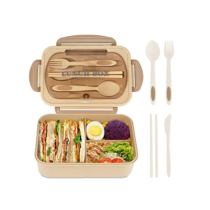 OFERTABKN - Taper Hermico Para Comidas Contenedor  Cubiertos Beige
