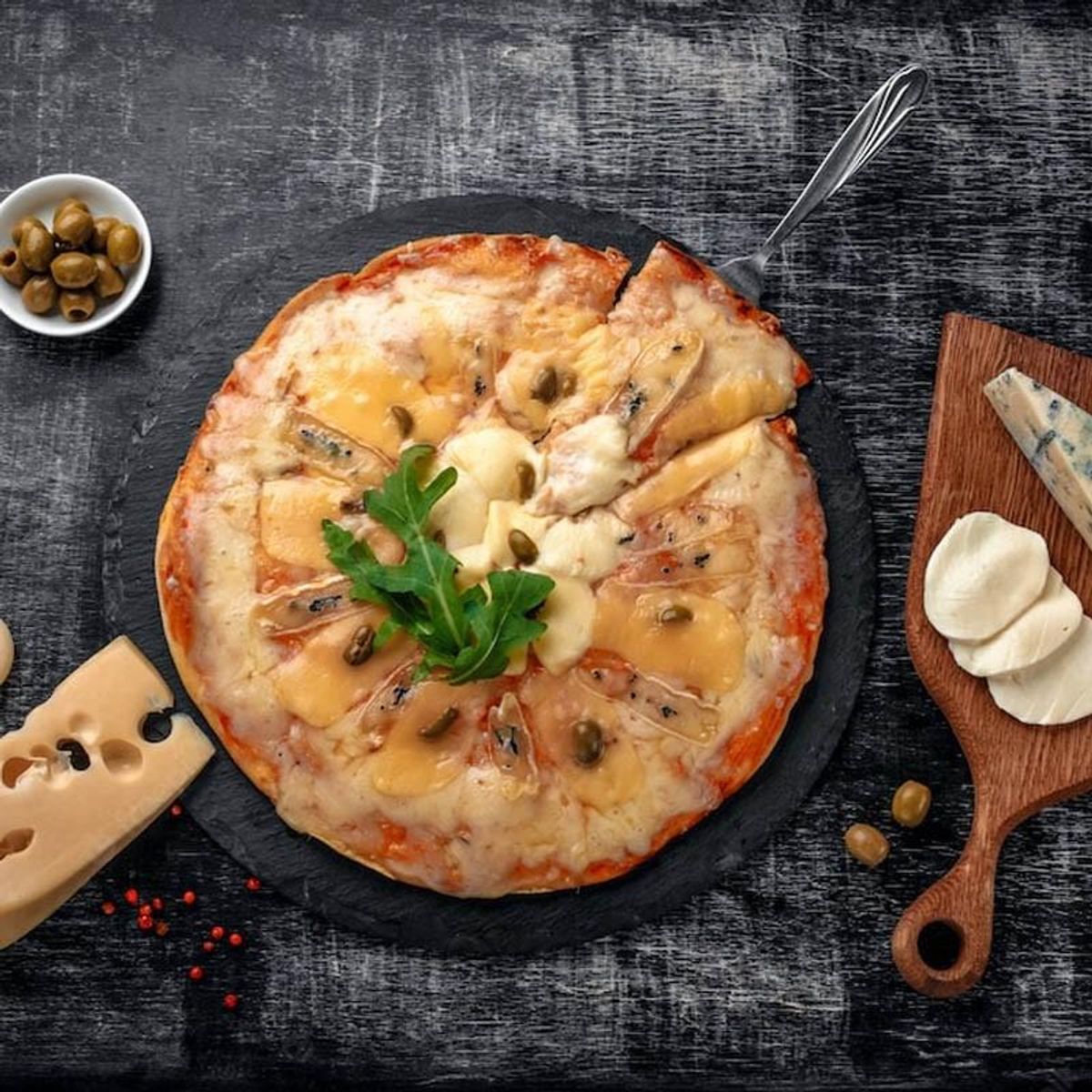 SUNNEX - Tabla Piedra Pizarra Redonda De Presentación 35 Cm SUNNEX