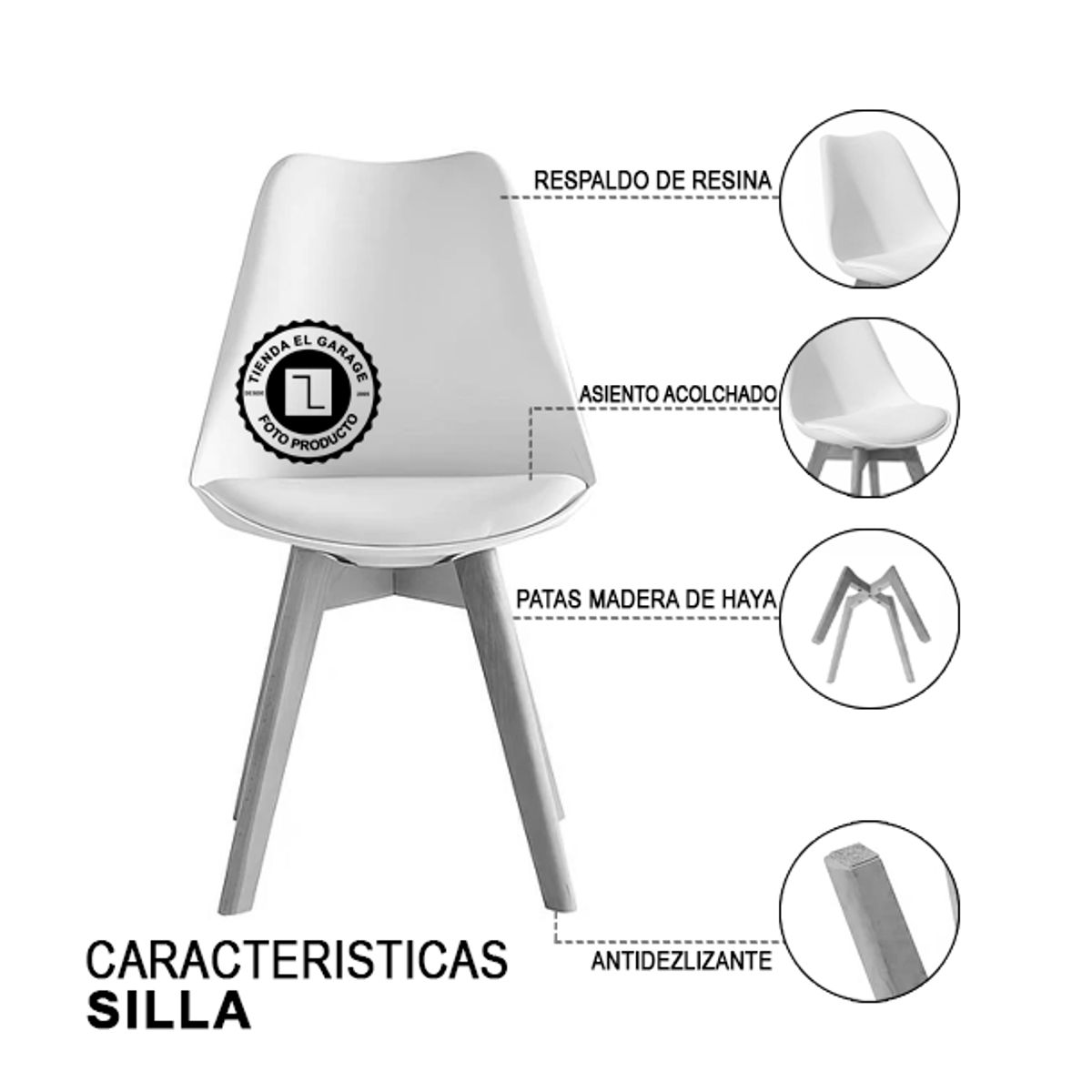 CASA BELLA - Pack 6 Sillas Comedor Gris Eames
