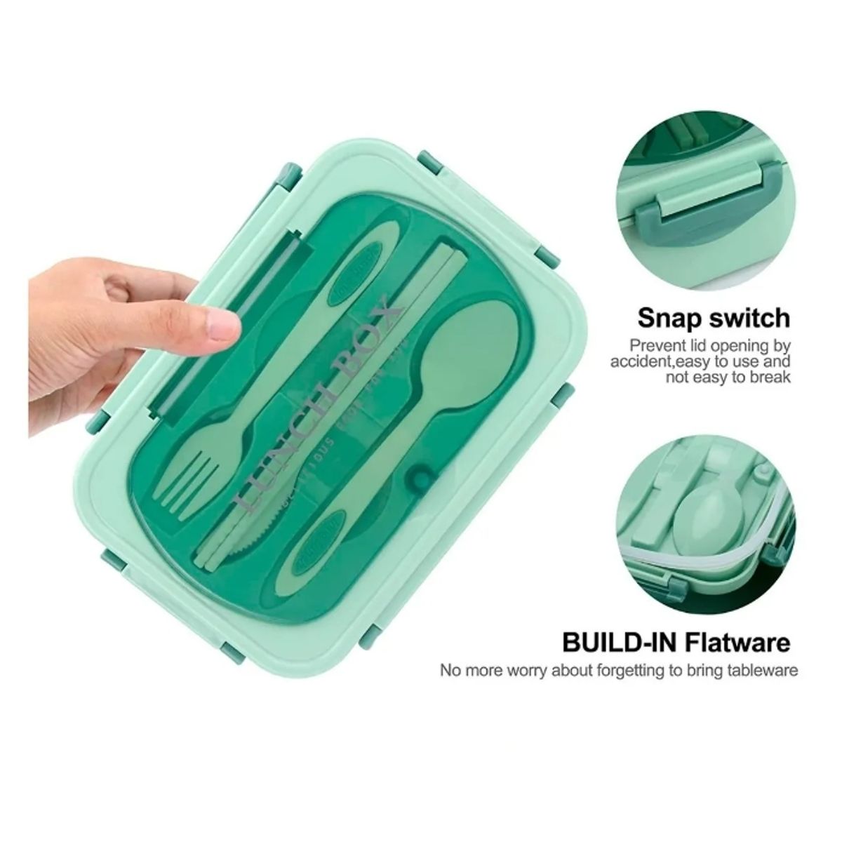 OFERTABKN - Taper Hermico Para Comidas Contenedor  Cubiertos Verde