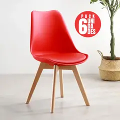 CASA BELLA - Pack 6 Sillas Tulip Eames Dsw ROJO
