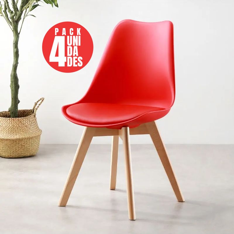 CASA BELLA - Pack 4 Sillas Tulip Eames Dsw ROJO