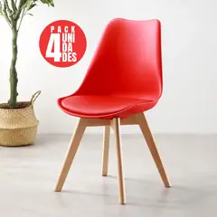 CASA BELLA - Pack 4 Sillas Tulip Eames Dsw ROJO