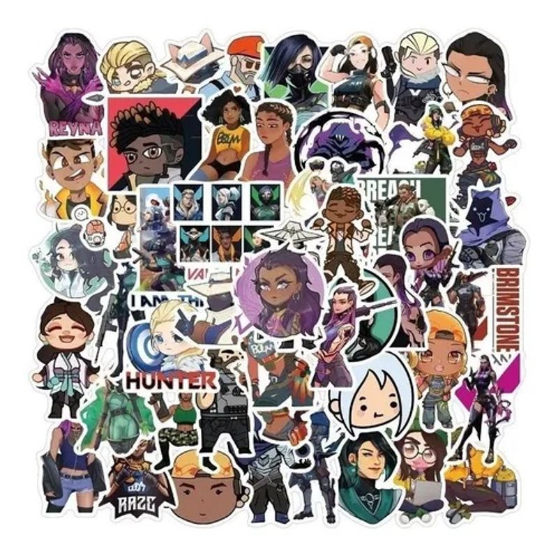 GARSIL - 50 Stickers Valorant - Etiquetas Autoadhesivas