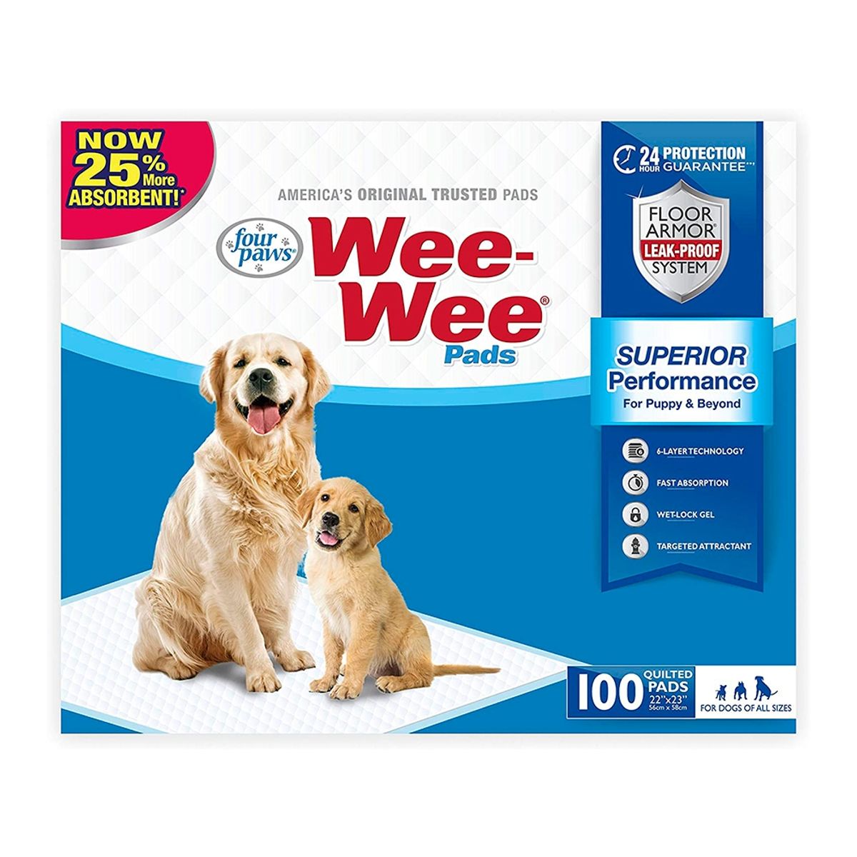 FOUR PAWS - Sabanillas para perros Wee Wee 100 unidades 57 x 58 cm