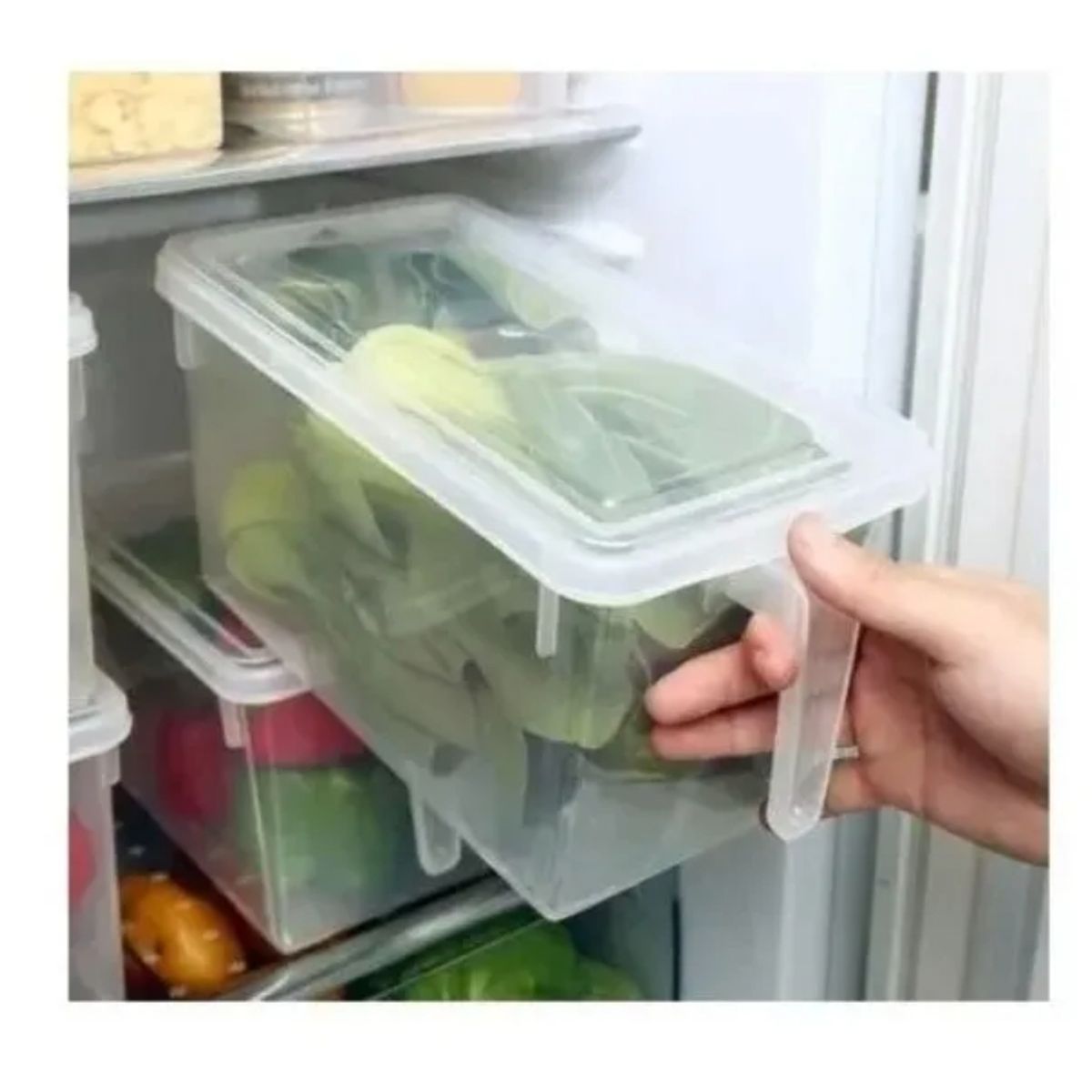 GENERICO - Organizador Refrigerador Transparente Con Tapa Y Mango