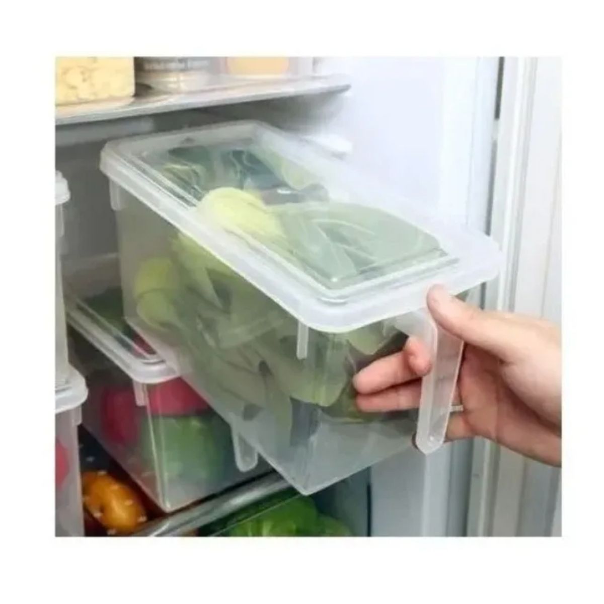 GENERICO - Organizador Refrigerador Transparente Con Tapa Y Mango