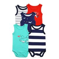 Pack 5 Bodys Sin Manga Animales Marinos 100% Algodón Surtido
