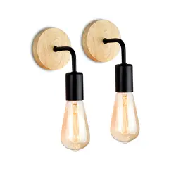 GENERICO - Pack 2 Lamparas Decorativa Soporte Madera
