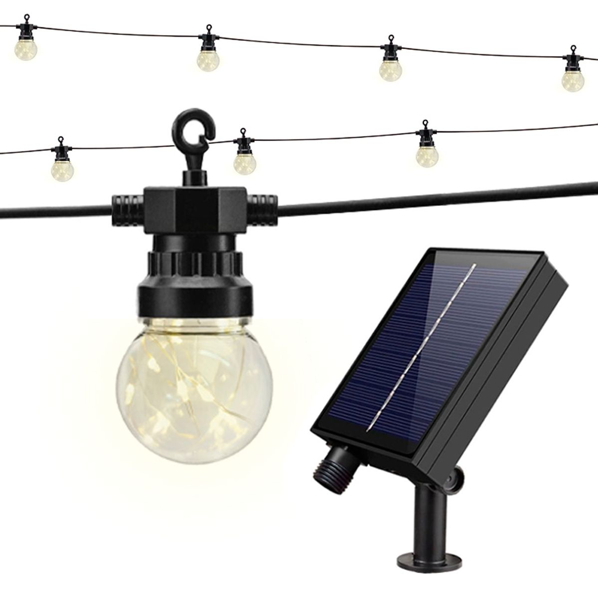 GENERICO - Guirnalda Solar Exterior 5mts 10 Ampolletas Luz Hada.