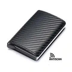 SONEC - Tarjetero Antiscan Funda Negro Texturizado y clip para Billetes