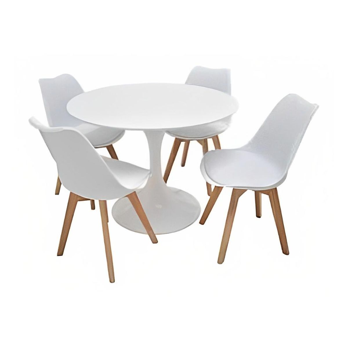 KLIK - Comedor Mesa Tulip Blanca + 4 Sillas Tulip Blancas