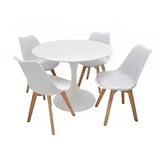 KLIK - Comedor Mesa Tulip Blanca + 4 Sillas Tulip Blancas