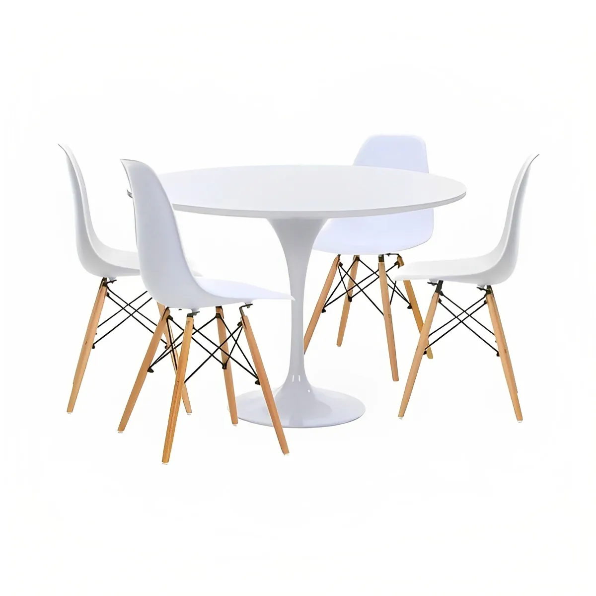 KLIK - Comedor Mesa Tulip Blanca - 4 Sillas Eames Blancas KLIK